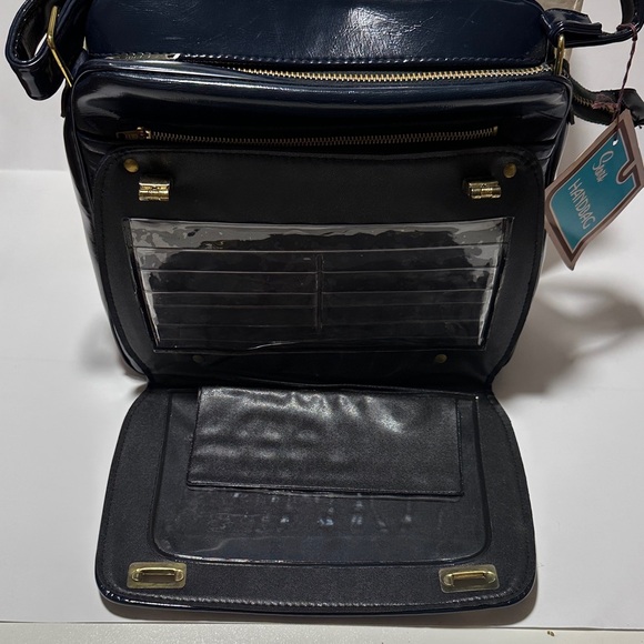 Vintage Sears Navy Geometric Shoulder Bag – Gold Hardware – New in Box - Picture 7 of 12
